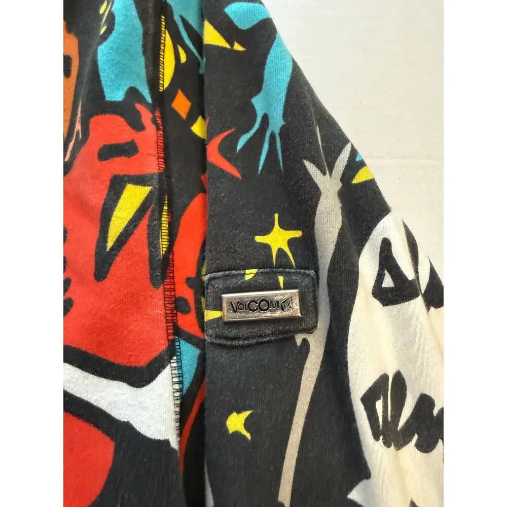 Volcom Big Monster Basic Zip Hoodie All Over Print Sherpa Lined XXL Skate Y2K - Picture 5 of 15